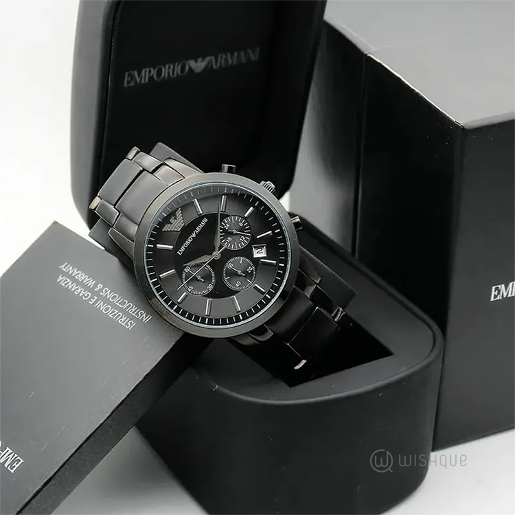 Emporio Armani Renato Chronograph Stainless Steel Black Mens Watch AR2453