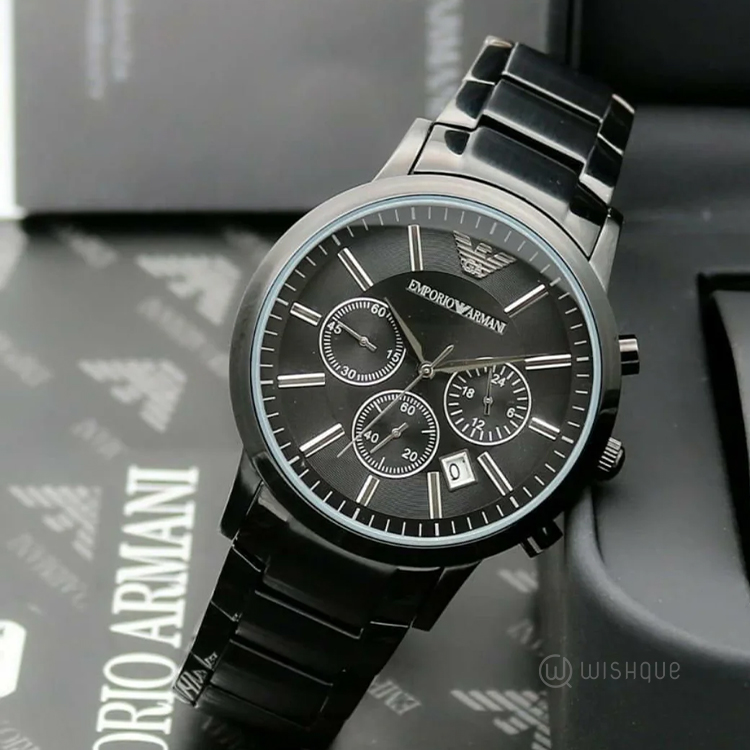 Emporio Armani Renato Chronograph Stainless Steel Black Mens Watch AR2453