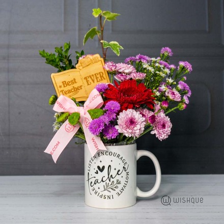Best Teacher Ever Fresh Flower Mug Arrangement