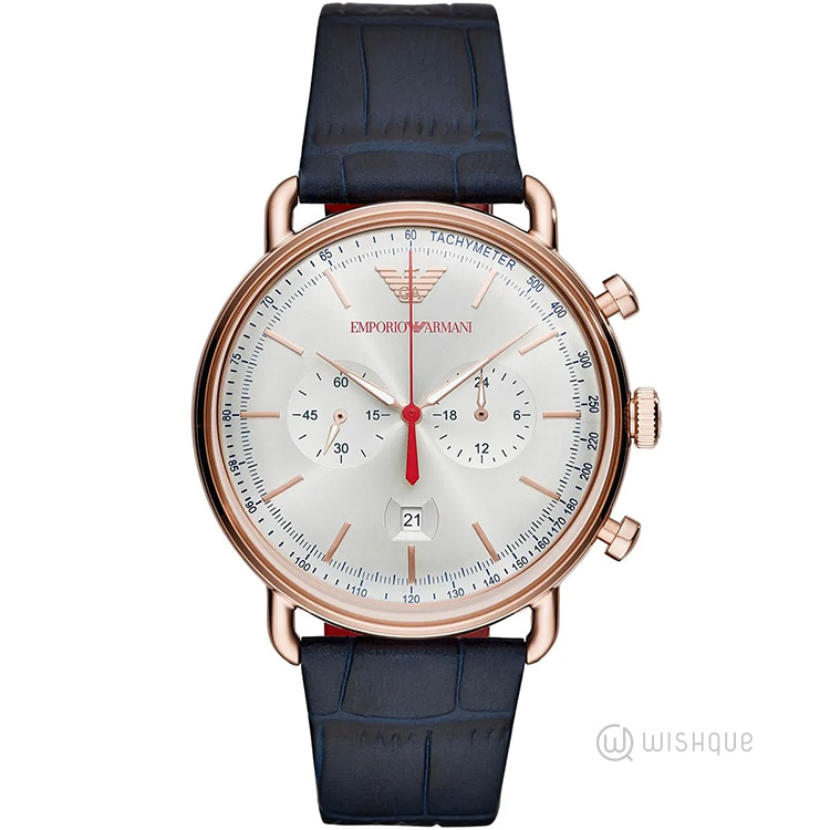 Emporio Armani Men's Quartz Watch, Chronograph Display and Leather Strap AR11123