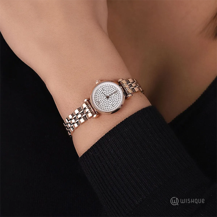 T-Bar Rose Gold Tone And White Dial Ladies Watch AR11266