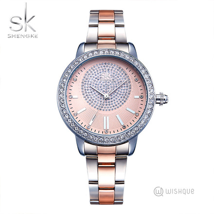 Shengke Women Watch Crystal Luxury Ladies Watch Pink - K0075