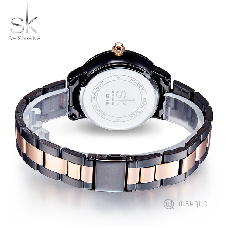 Shengke Women Watch Crystal Luxury Ladies Watch Black - K0075