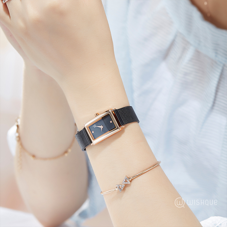 SK Black Slim Watch For Women - K0119L03