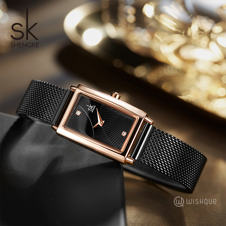 SK Black Slim Watch For Women - K0119L03