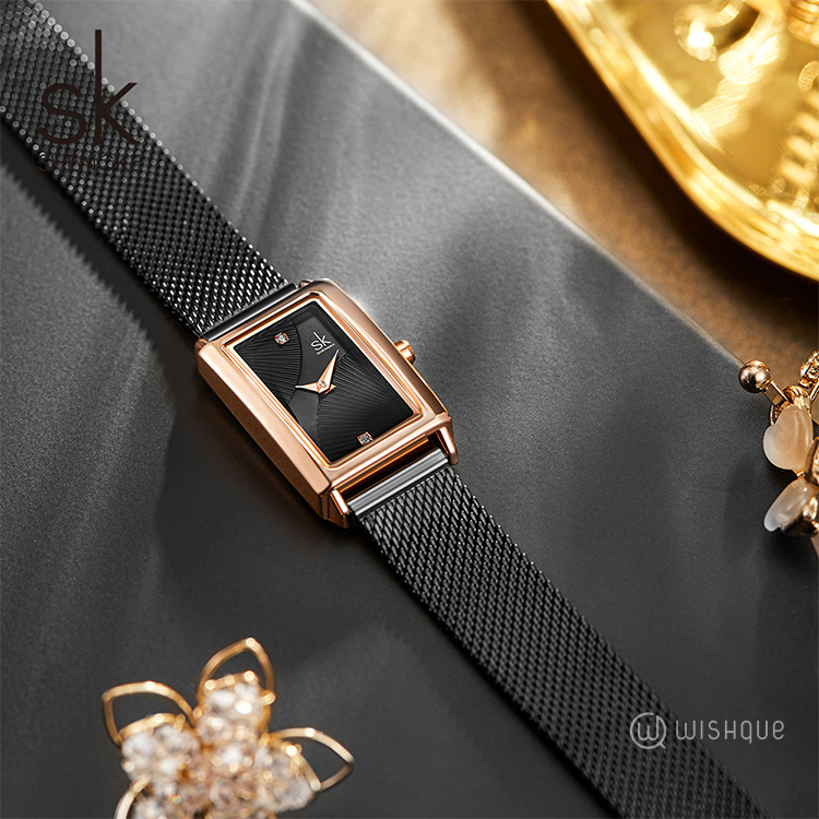 SK Black Slim Watch For Women - K0119L03