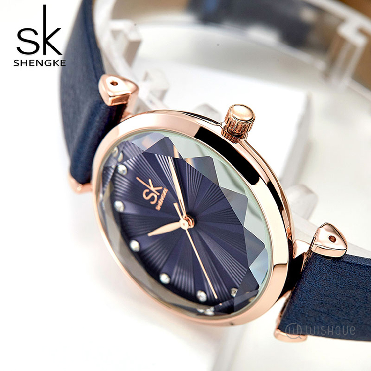 SK Blue Women Watch With Cutting Glass K0099L03