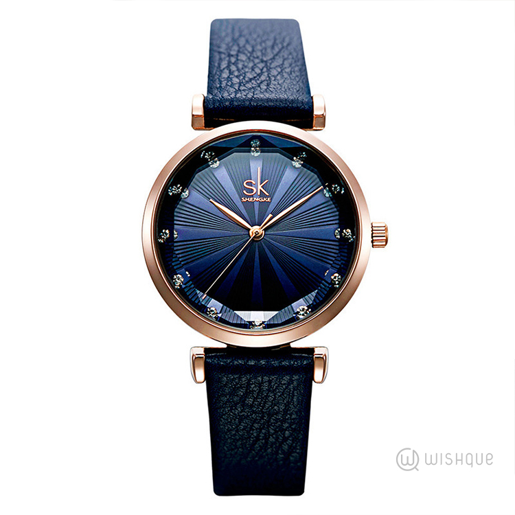 SK Blue Women Watch With Cutting Glass K0099L03