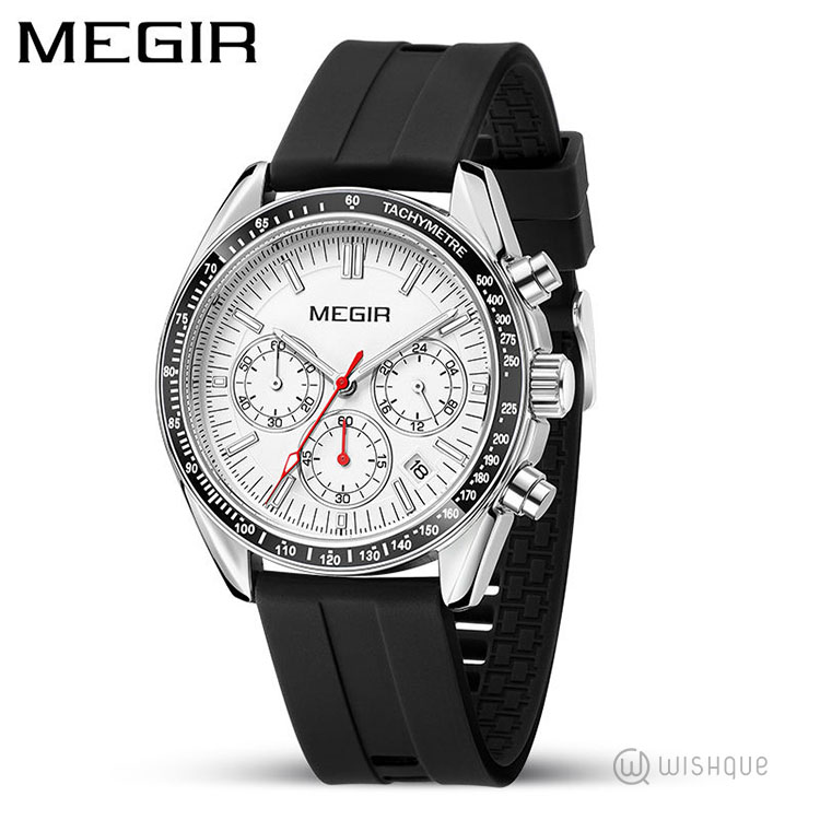 MEGIR Men's Sport & Business Silicone Strap Watch