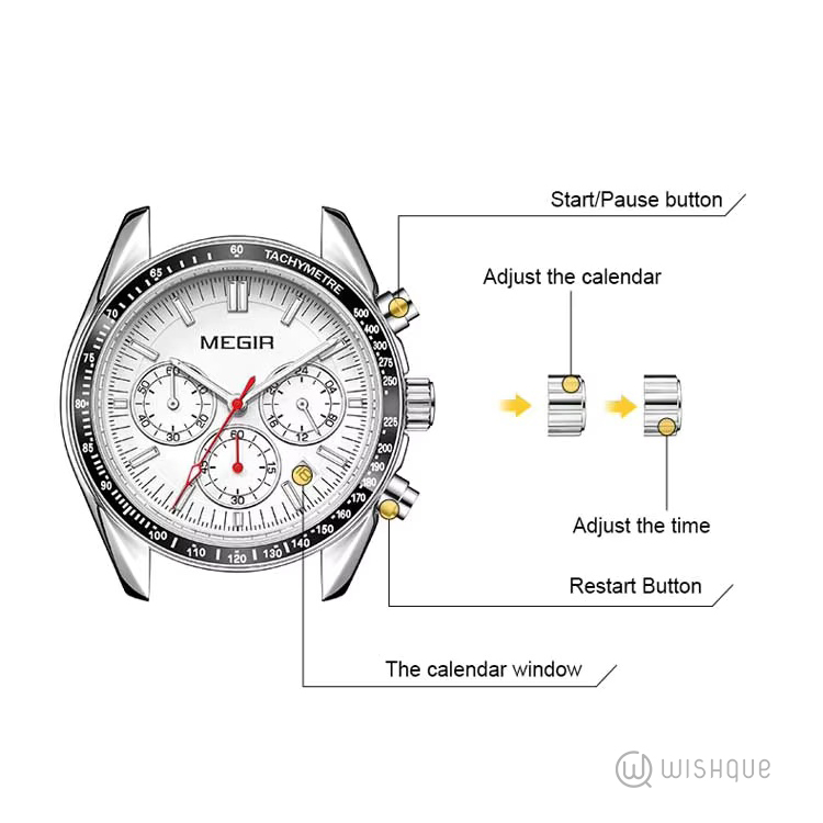 MEGIR Men's Sport & Business Silicone Strap Watch