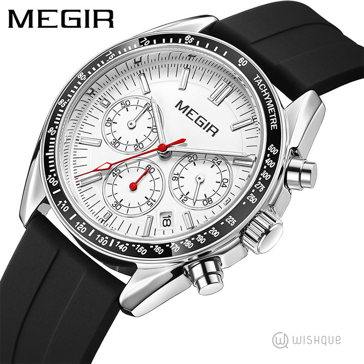 MEGIR Men's Sport & Business Silicone Strap Watch