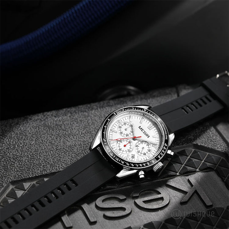 MEGIR Men's Sport & Business Silicone Strap Watch