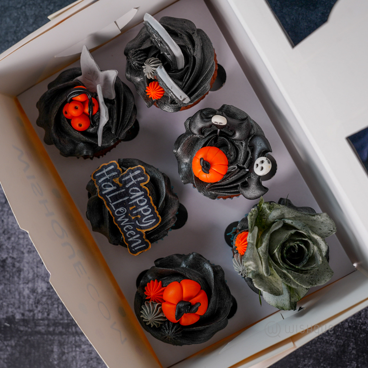 Happy Halloween Midnight Chocolate Cupcake Box of 6