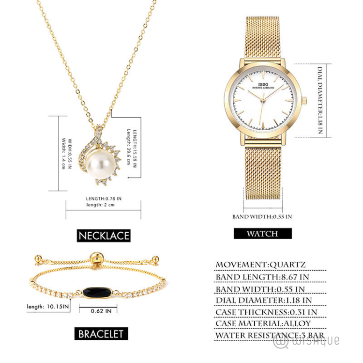 IBSO Ladies Quartz Gold Jewellery Set GD3628-1