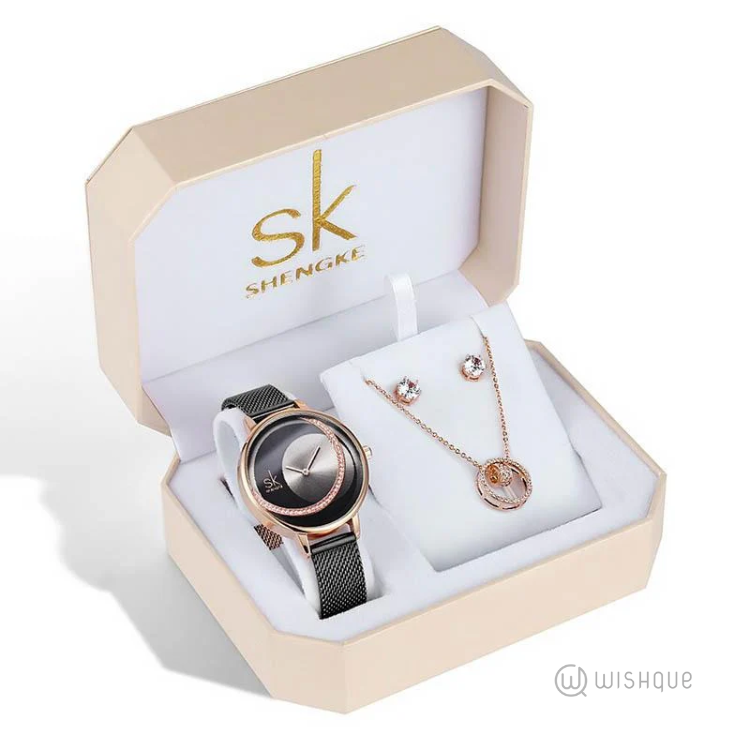 SK Women Quartz Movement Women Watch & Jewellery Set