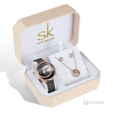 SK Women Quartz Movement Women Watch & Jewellery Set