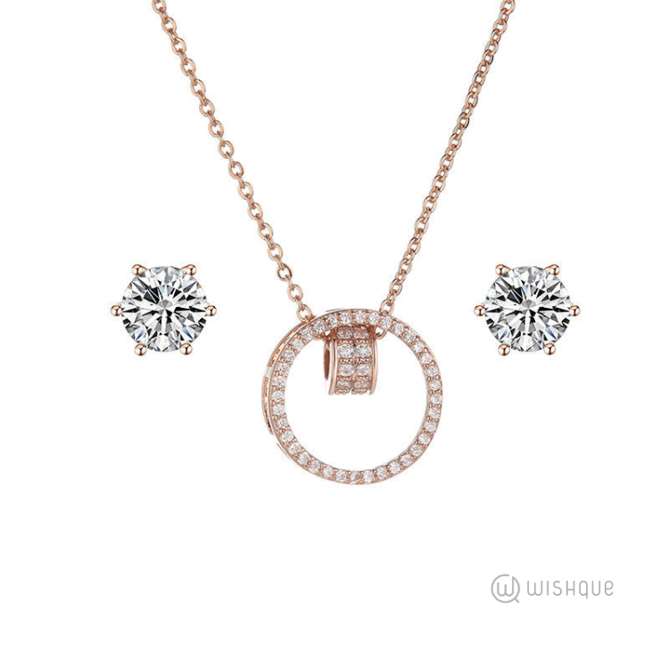 IBSO Women Luxury Quartz Rose Gold Watch And Jewellery Set 3639-1