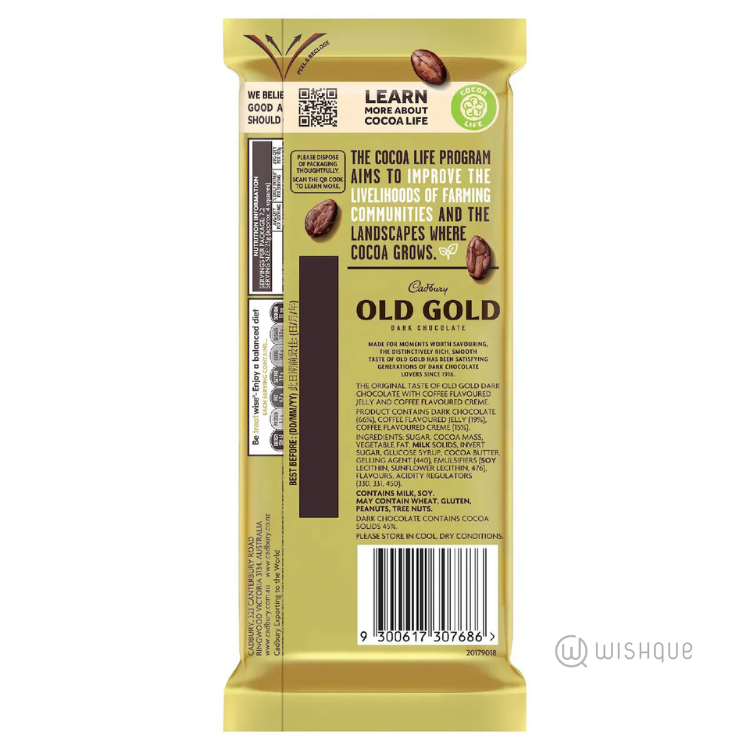 Cadbury Old Gold Espresso Affogato Dark Chocolate Block 180g