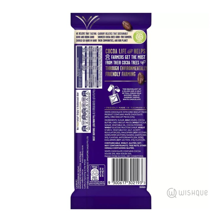 Cadbury Dream With Oreo White Chocolate Block 170g