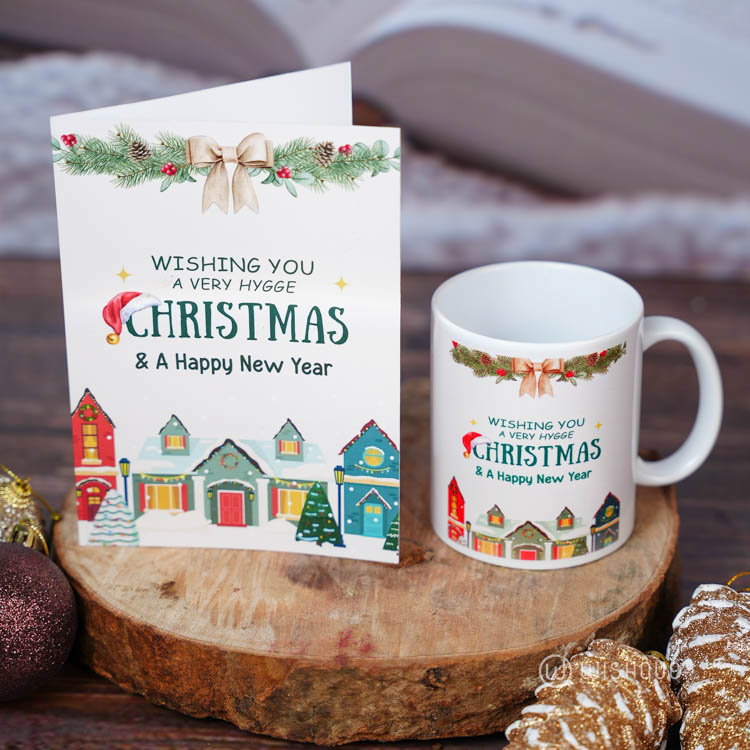 Wishing You A Very Hygge Christmas & Happy New Year Printed Mug & Greeting Card