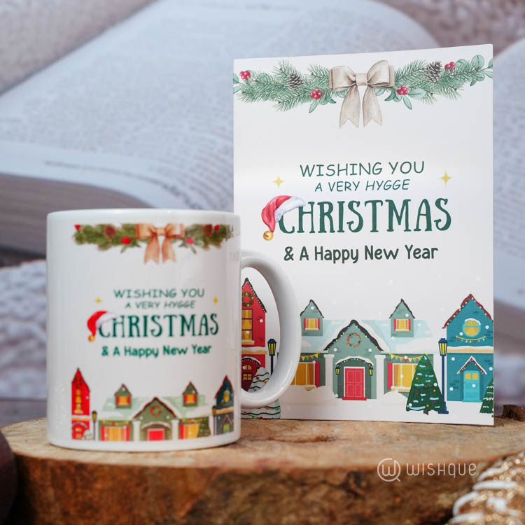 Wishing You A Very Hygge Christmas & Happy New Year Printed Mug & Greeting Card