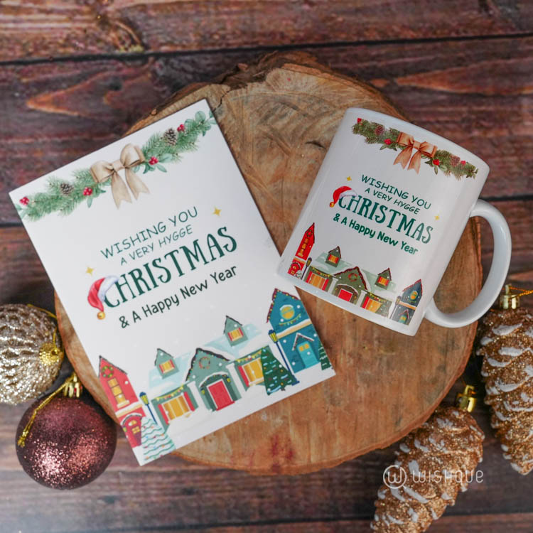 Wishing You A Very Hygge Christmas & Happy New Year Printed Mug & Greeting Card