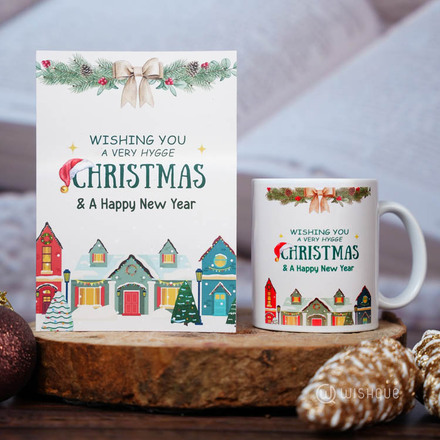 Wishing You A Very Hygge Christmas & Happy New Year Printed Mug & Greeting Card