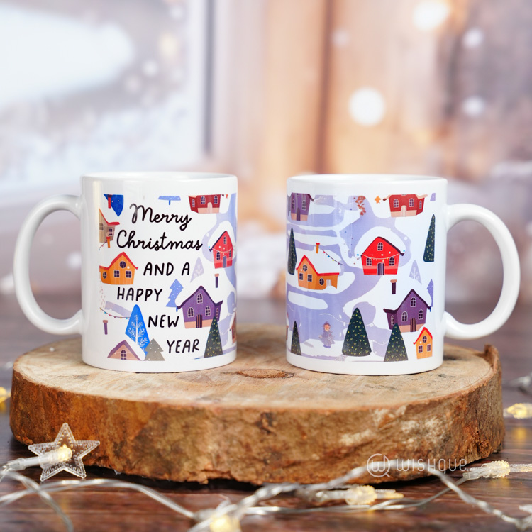 Merry Christmas And Happy New Year Winter Village Printed Mug
