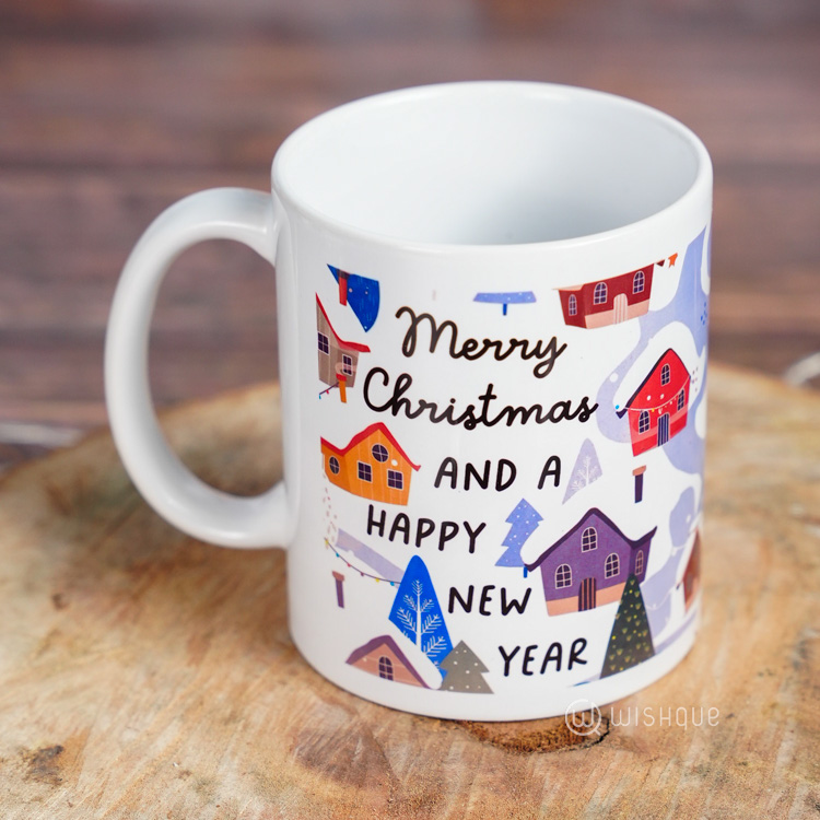 Merry Christmas And Happy New Year Winter Village Printed Mug