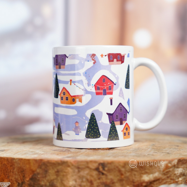Merry Christmas And Happy New Year Winter Village Printed Mug