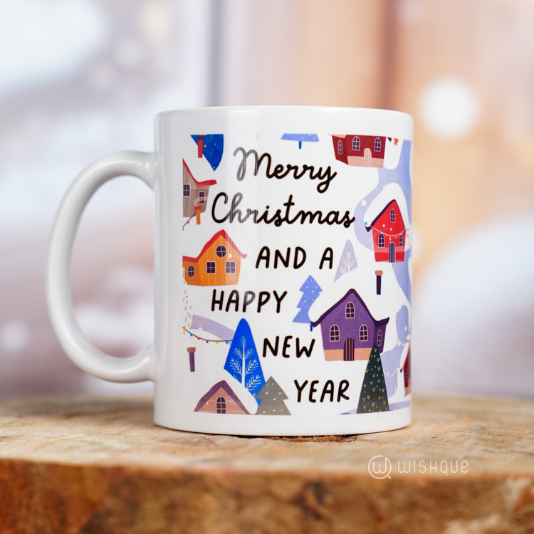 Merry Christmas And Happy New Year Winter Village Printed Mug