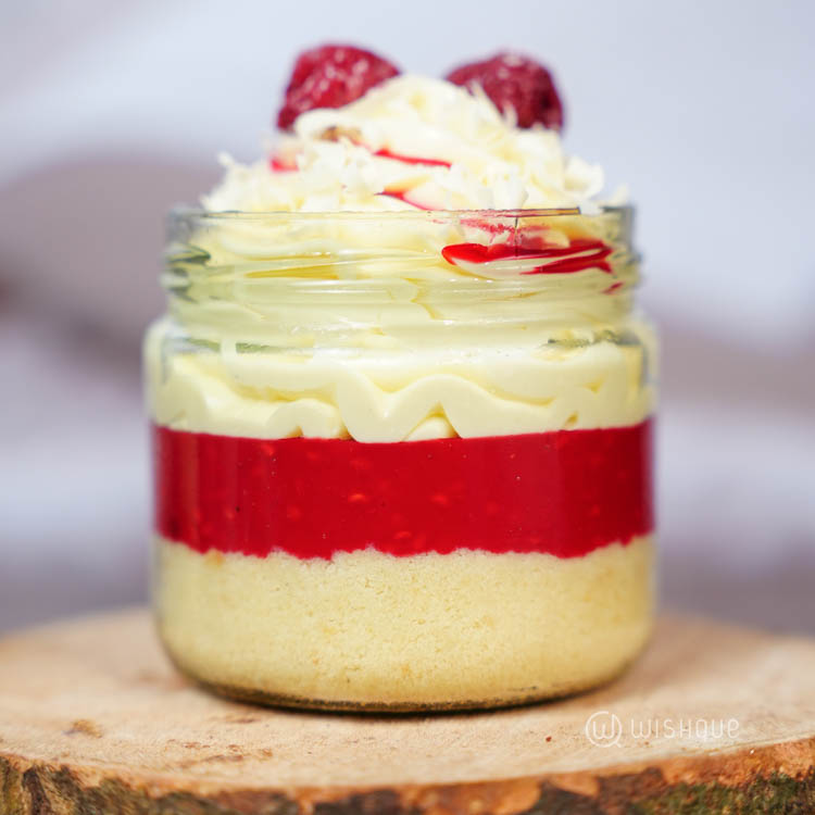 Raspberry White Chocolate Mousse Cake Jar