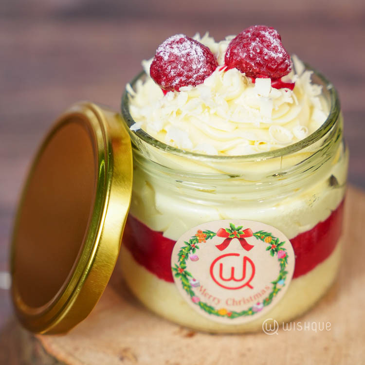 Raspberry White Chocolate Mousse Cake Jar