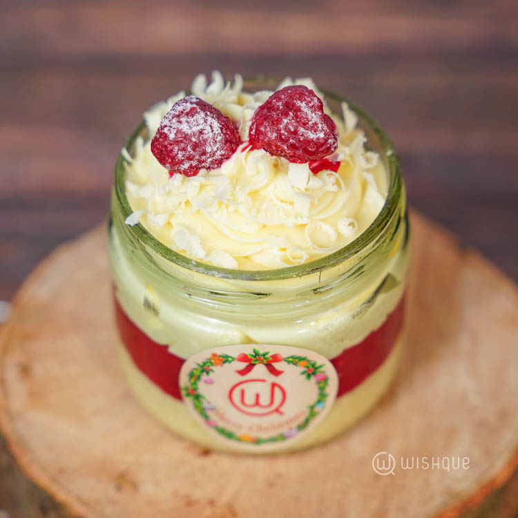 Raspberry White Chocolate Mousse Cake Jar