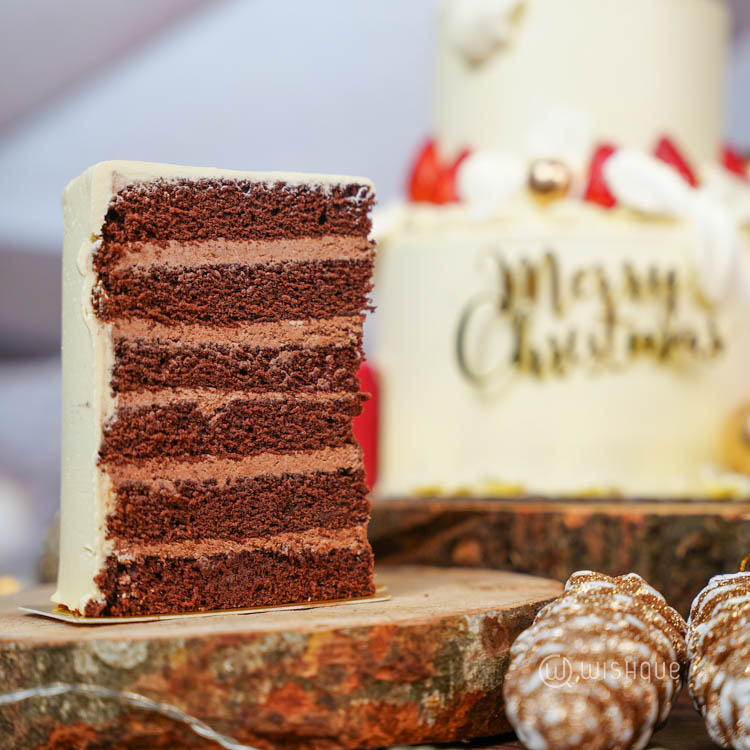 Cocoa Berry Snow Coated Xmas Tower Cake