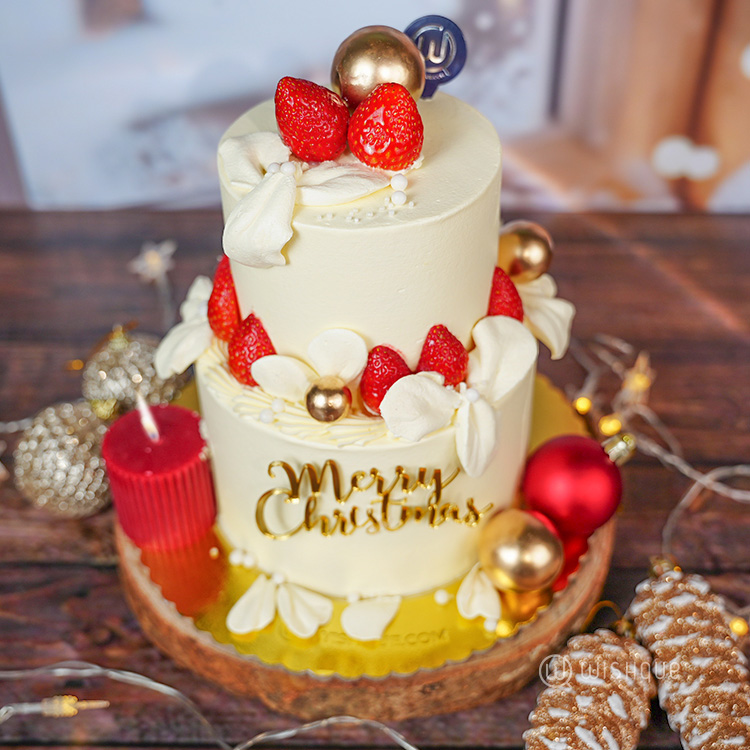 Cocoa Berry Snow Coated Xmas Tower Cake