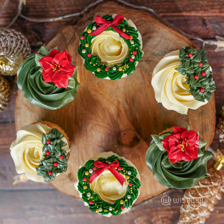 Christmas Winter Botanical Cupcake Box of 06