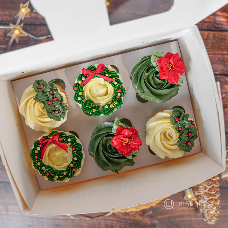 Christmas Winter Botanical Cupcake Box of 06