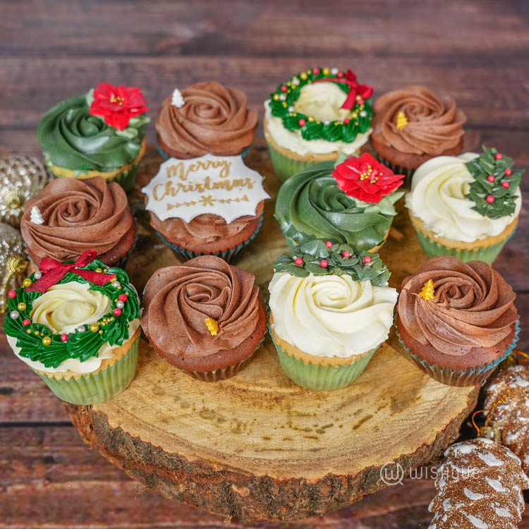Christmas Winter Botanical Cupcake Box of 12