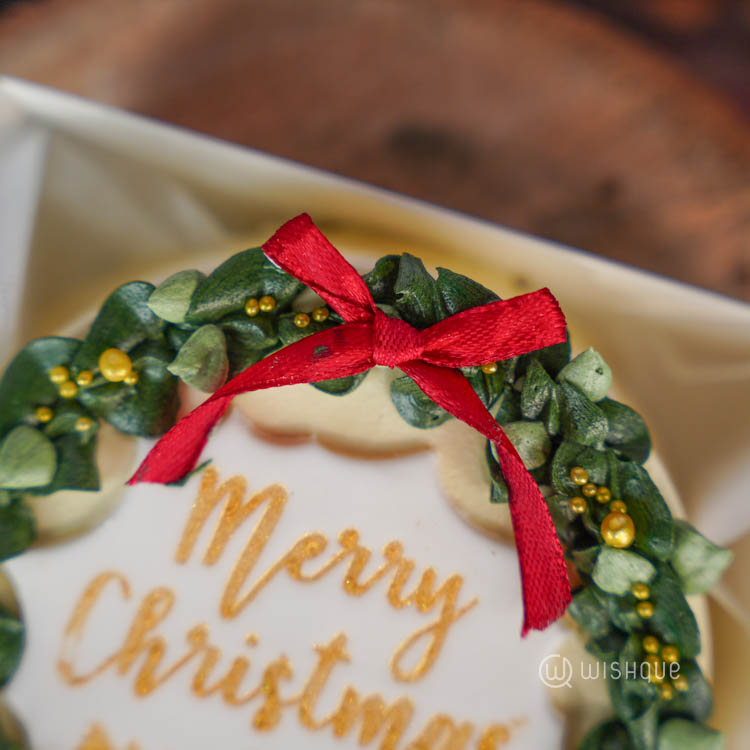 Merry Christmas Mini Wreath Ribbon Bento Cake