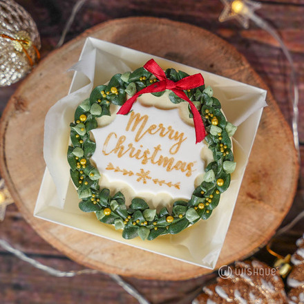 Merry Christmas Mini Wreath Ribbon Bento Cake