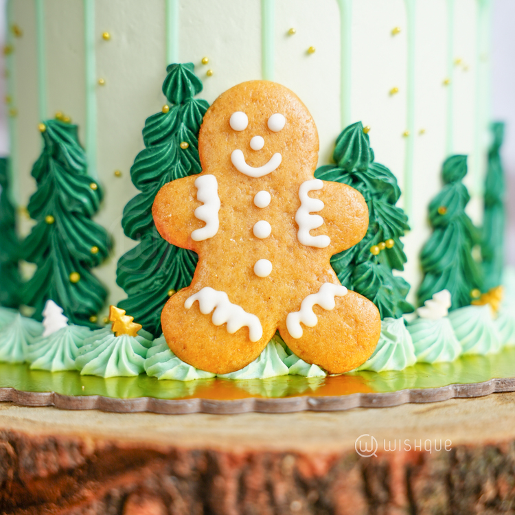 Twinkling Stars Gingerbread Forest Christmas Ribbon Cake