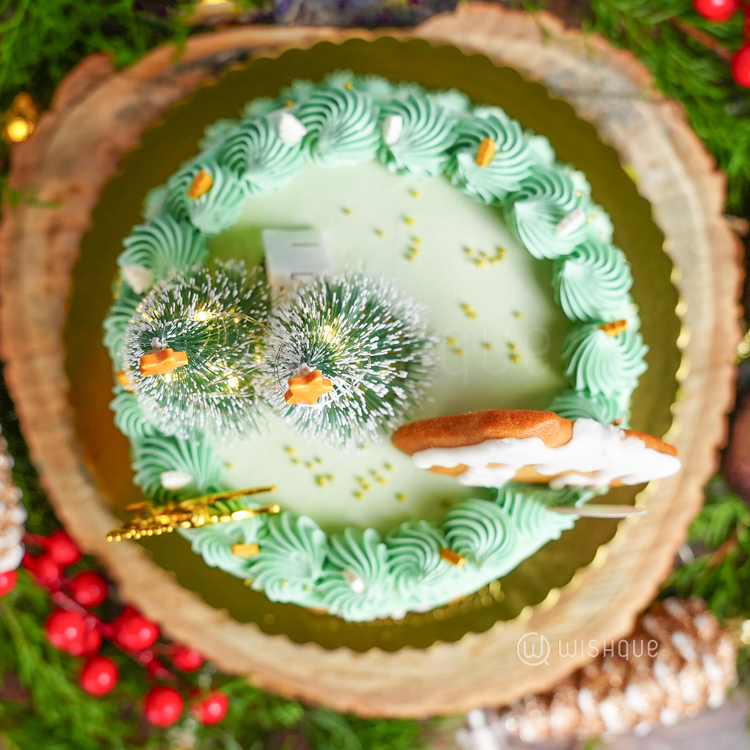 Twinkling Stars Gingerbread Forest Christmas Ribbon Cake