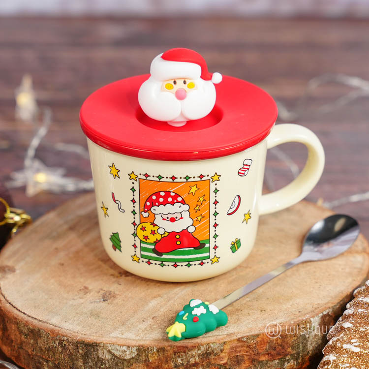 Festive Christmas Themed Ceramic Coffee Mug - Red