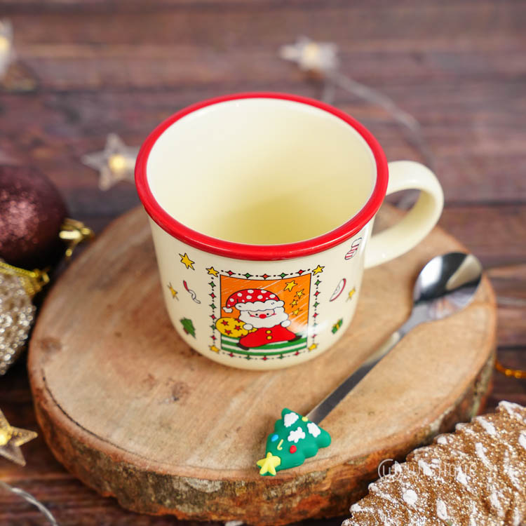 Festive Christmas Themed Ceramic Coffee Mug - Red