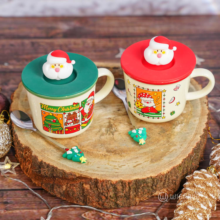 Festive Christmas Themed Ceramic Coffee Mug - Green