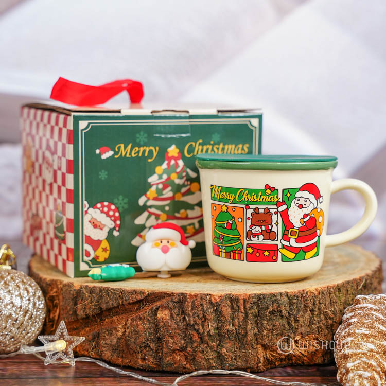 Festive Christmas Themed Ceramic Coffee Mug - Green