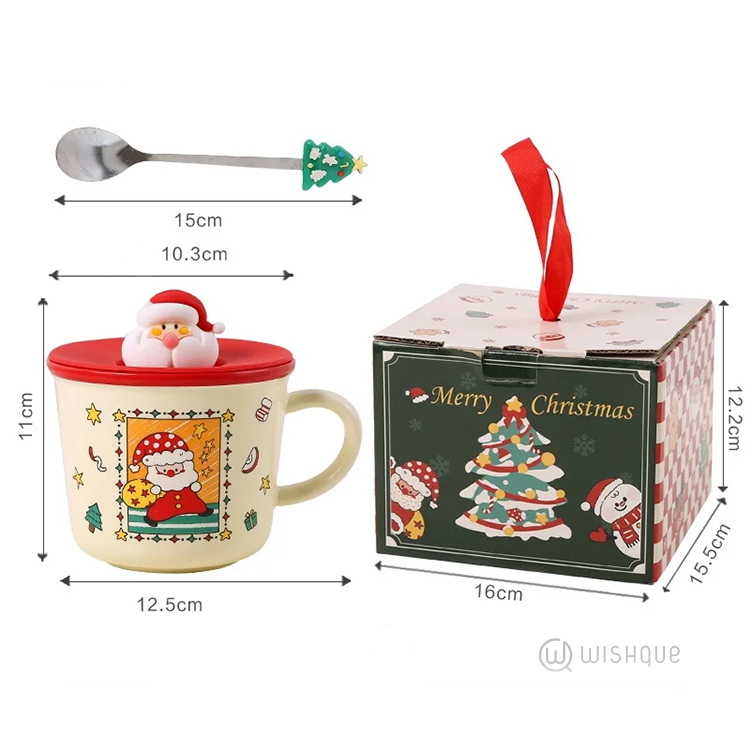 Festive Christmas Themed Ceramic Coffee Mug - Green