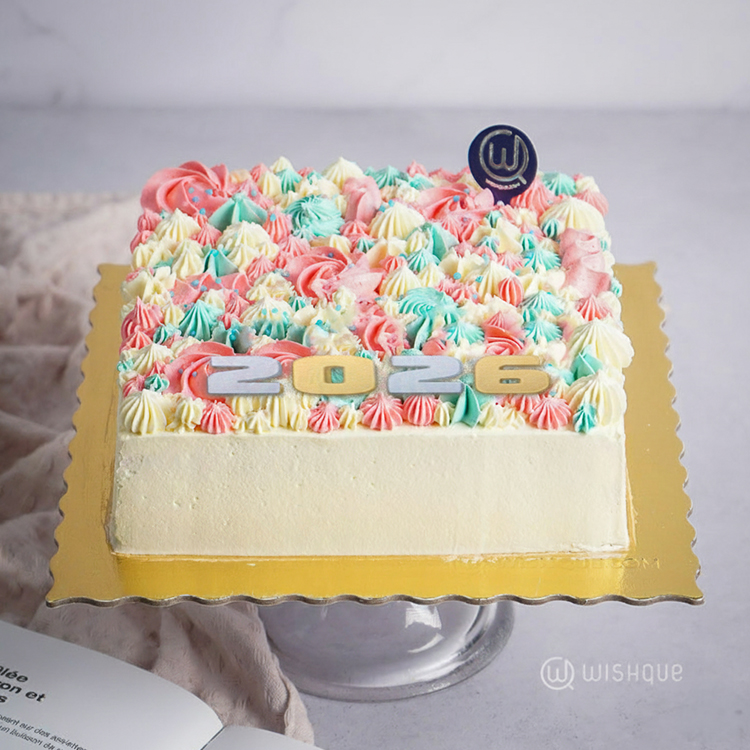 2026 New Year in Pastels Buttercream Vanilla Cake