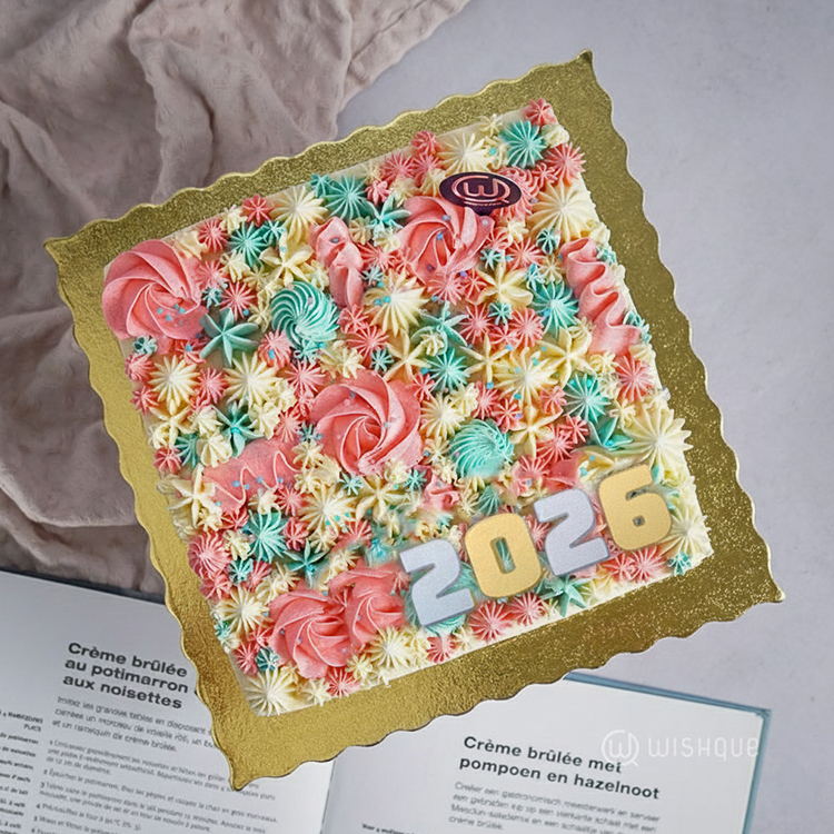 2026 New Year in Pastels Buttercream Vanilla Cake